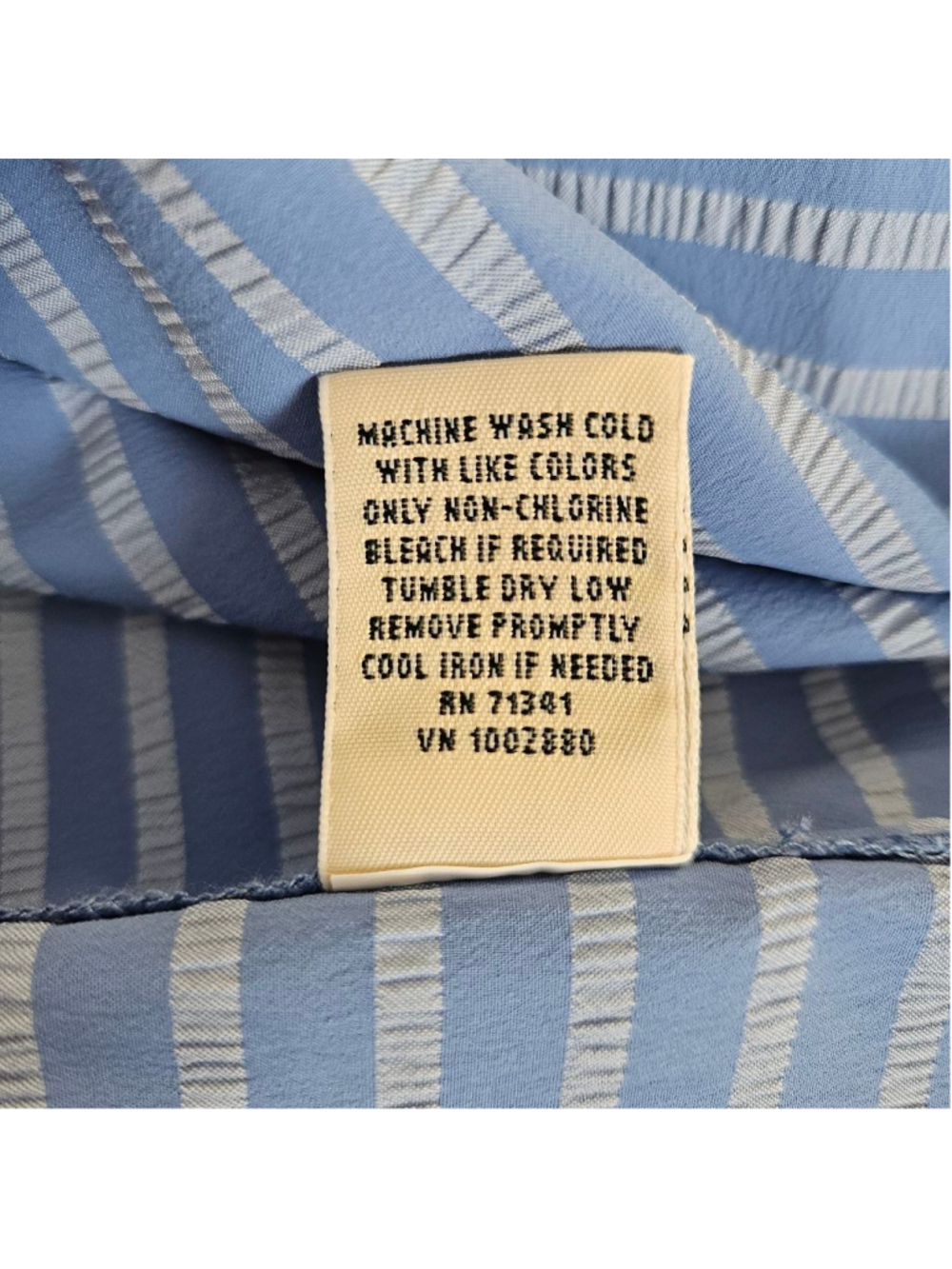 L.L.Bean Blue Striped Roll Tab Sleeve Button Down Shirt Sz L Outdoor Hiking - Picture 7 of 12